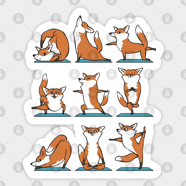 Fox Yoga Sticker by huebucket